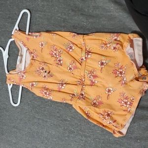 Orange floral toddler romper